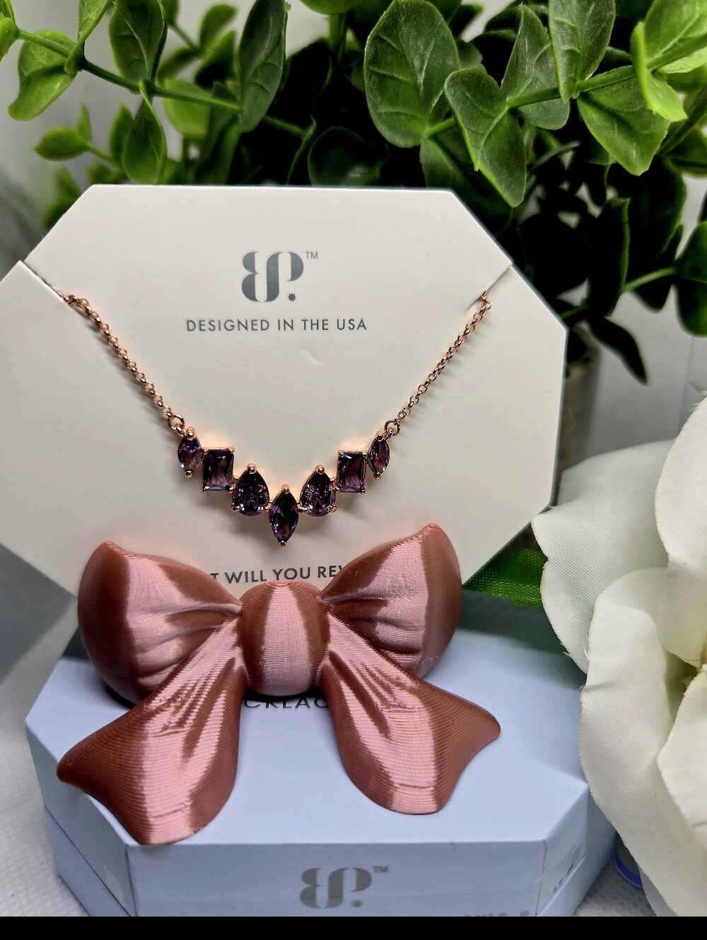 Delicate Rose Gold Necklace with Amethyst CZ